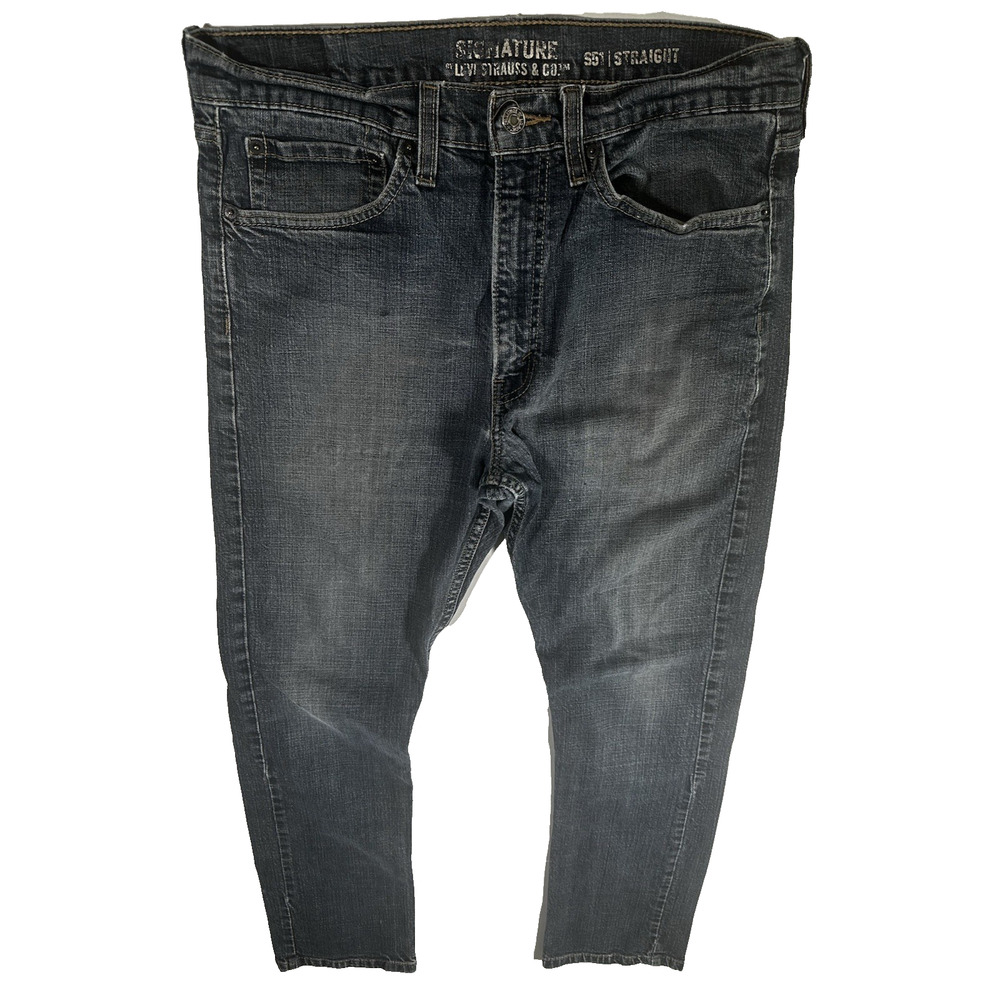 Levis Signature S51 Straight 34x32 Distressed Denim Streetwear Retro Western